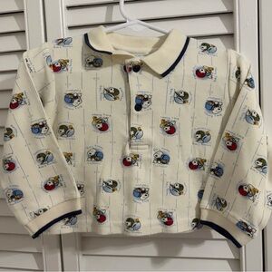 Playful Cartoon Print Kids Polo Shirt